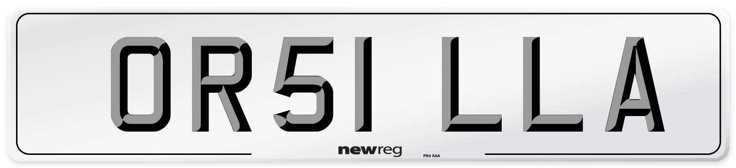 OR51 LLA Number Plate from New Reg